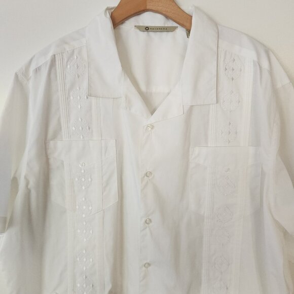 Havavera Cigar Lounge Shirt Embroidered Button Up White Gangster Soprano 2XL - Picture 6 of 15